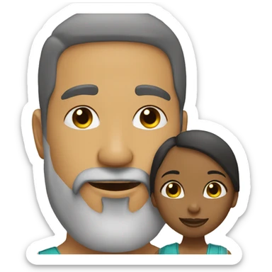  Grey Goatee beard man kisses Caribbean girl sticker