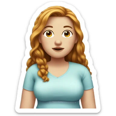 Obesity, female, freckles, long hair sticker