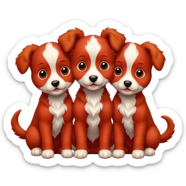 Red 3 headed puppy sticker