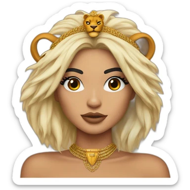 Kylie Jenner wearing a lion head dress sticker