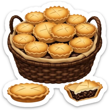 Dark Brown wicker basket with pies sticker