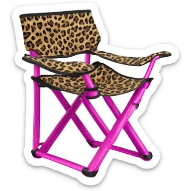 Realistic fuschia and leopard print pattern camping folding chair isolated.  sticker