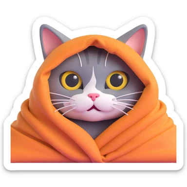 a cat hiding with only its eyes peeking out from under a blanket, everything else hidden sticker