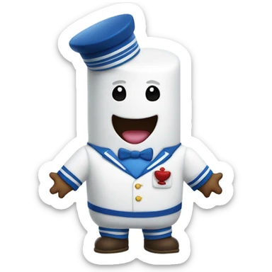 Marshmallow man wearing a blue sailor suit  sticker