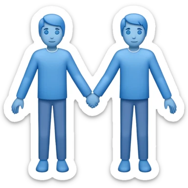 bonequinhos recortados de papel azuis de mãos dadas sticker