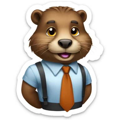Make an emoji with a reliable look like an animal beaver wearing a shirt and being a business professional sticker
