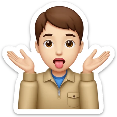 Tounge out with hands to the side sticker