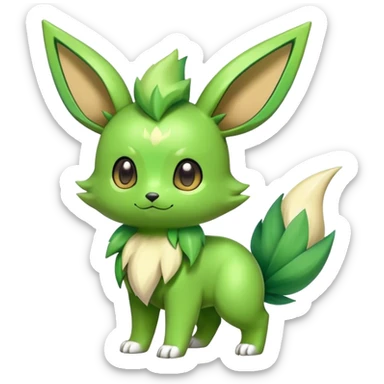Shiny-Eeveelution-Cute-Fakemon-Grass-Pokémon-fusion full body sticker
