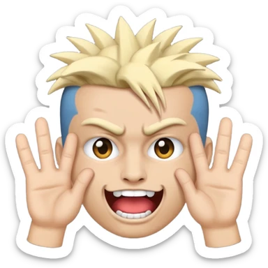 punk emoji, hardcore rock face emoji with hands sticker