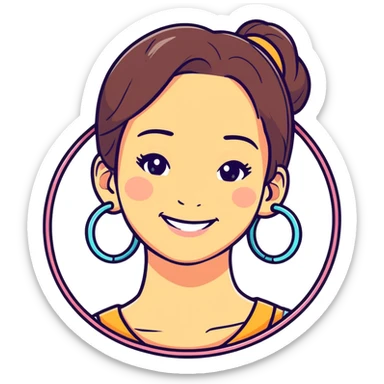 smiling girl with hoop earrings sticker