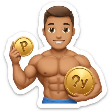 a happy bodybuilder holding youtube golden play button sticker