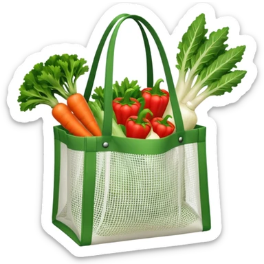 Net back with white nets that is used for shopping and putting vegetables in it, it looks like tote bag sticker
