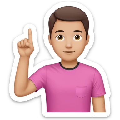 Draw a picture of a person pointing to themselves with their other hand raised if pink tshirt sticker