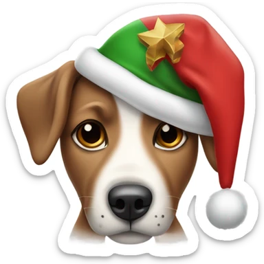 Hond met kerst muts  sticker