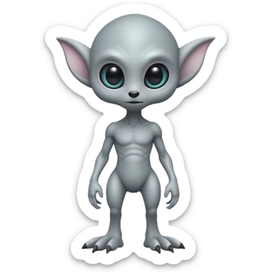 full body cute humanoid peacefull alien furry with 2 legs and eye stalks stands upright and looks intelligent sticker