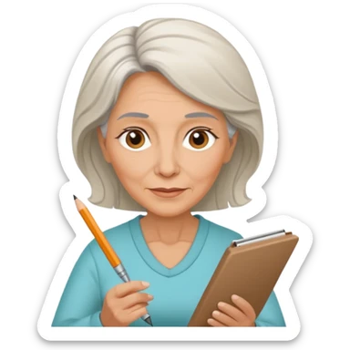Older woman sketching in spiral pad sticker