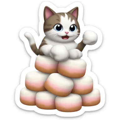 Cat eating marshmallows  sticker