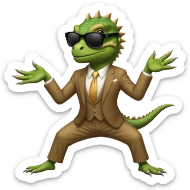 capitalist iguana banker godfather with black sunglasses breakdance sticker