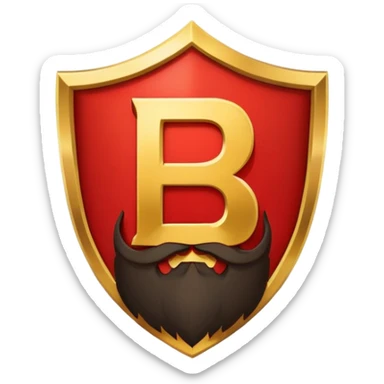 superhero logo with letter B and beard silhouette, shield emblem sticker