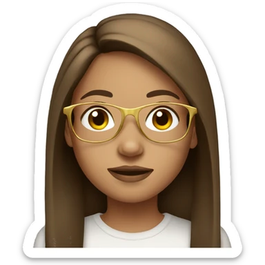 Girl with gold glasses and brown straight hair sticker