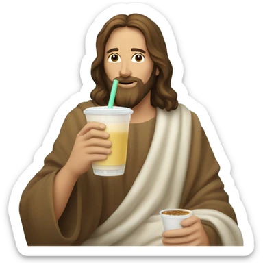 Jesus sipping boba tea sticker