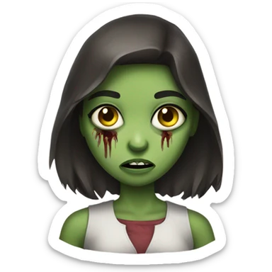 Brunette girl zombie horror  sticker