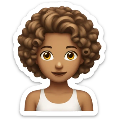 girl with hazel eyes and tanned skin with curly brown hair  sticker