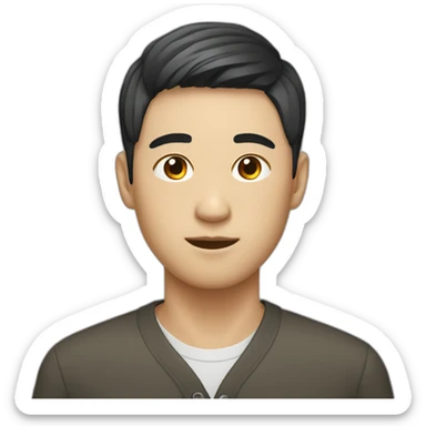 korean male with a 2 block middle part haircut sticker