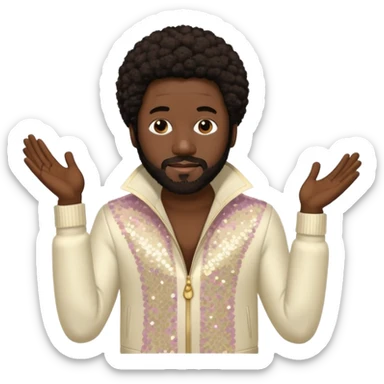 Eddie Levert from The O'Jays with dark brown afro hair, cream sequin outfit sticker