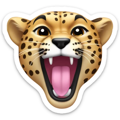 cheetah roaring with a pink bow  sticker