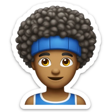 Grand métisse avec une coupe de cheveux Afro jeune en tenu de basket avec floquer numéro 22 sticker