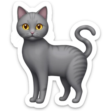 lean grey cat with full body sticker