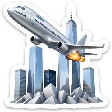 Plane flying into world trade center sticker