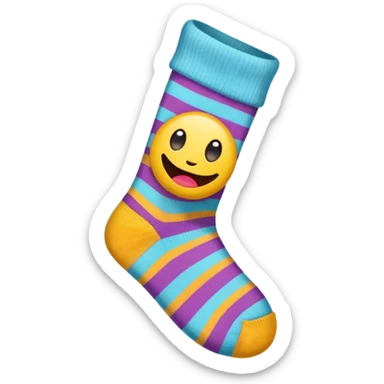 cute emoji of a worn-out sock with a hole at the big toe sticker