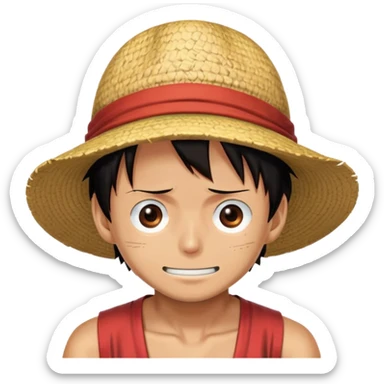 luffy from one piece with meet wearing strawhat sticker