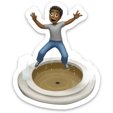 Guy jumping in a fountain sticker
