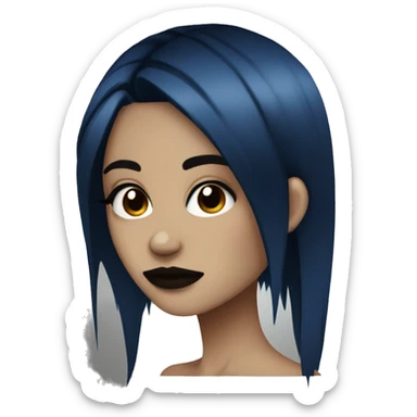 gothic emo girl dark blue hair brown skin  sticker