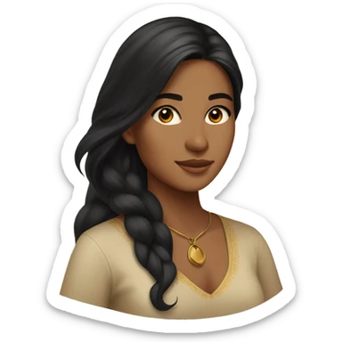  young Gulf woman from the Eastern region with warm, tan skin and long, flowing black hair. Her features reflect a natural elegance, with her radiant complexion complementing the deep, rich tones of her hair. sticker