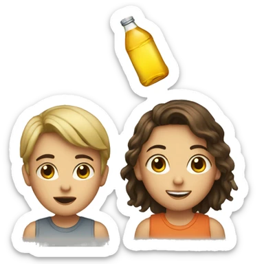  The girl tells the boy I want to drink sticker