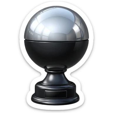 Black Trophy with a silver mirror ball on top sticker