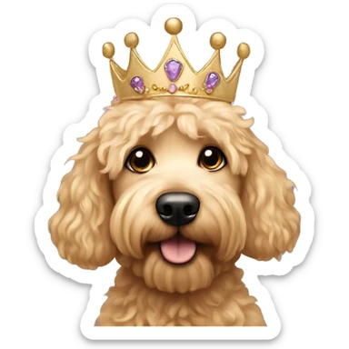 Golden doodle dog with mini tiara in hair sticker
