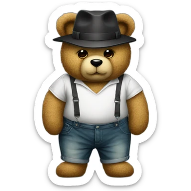 Gangster Cute chubby teddy bear  sticker