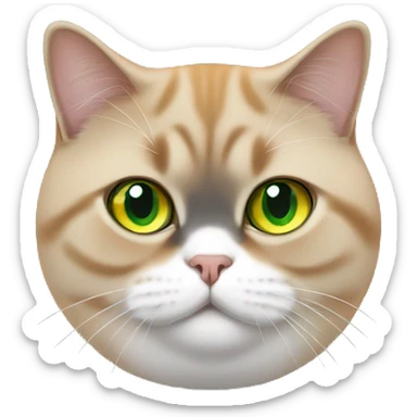 Orange Green eyed fat British shorthair cat  sticker