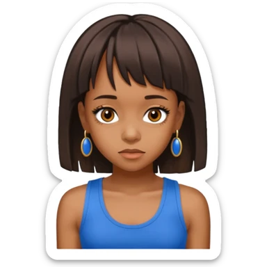 Lisa Left Eye Lopes brown eyes dark brown hair, blue tank top sticker