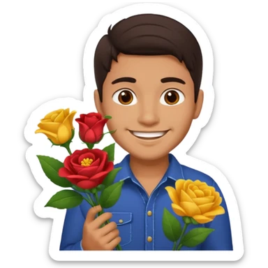 Cute Mexican guy giving you flowers sticker