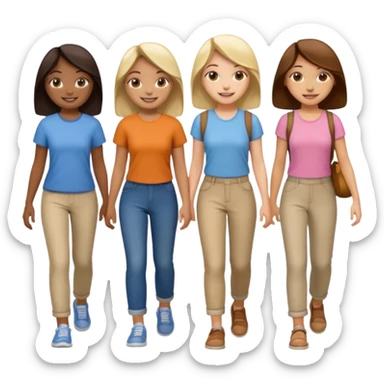 happy walking 4 girls sticker