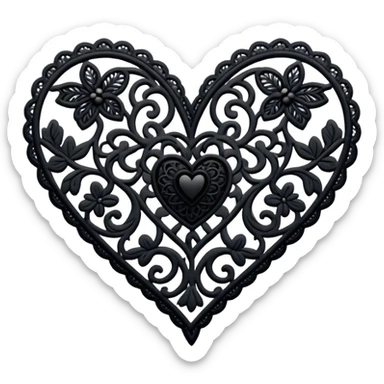 Black lace heart sticker