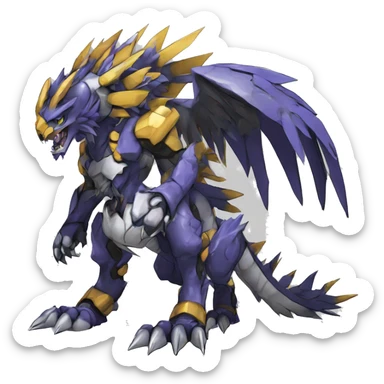  Cool Edgy Digimon-Fakemon-Garurumon-WarGreymon with edgy markings full body sticker