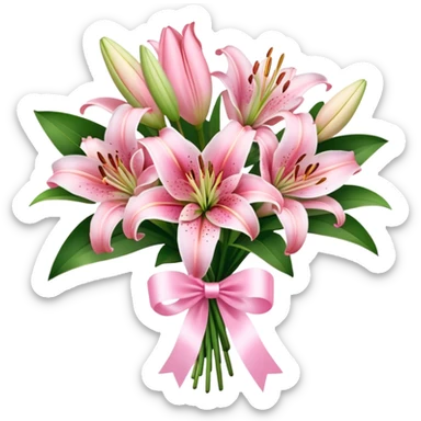 pink lily flower bouquet  sticker