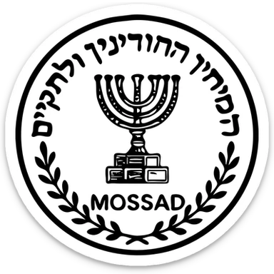 solid icon of the Mossad logo, dark color, no fill, strong lines, minimal detail sticker